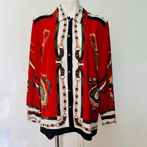 Brownstone Studio Equestrian motif long sleeve button down vintage 90s